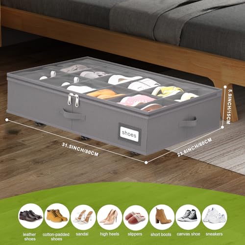 Under Bed Shoe Storage with Wheels, Fits 24 Pairs - Image 4