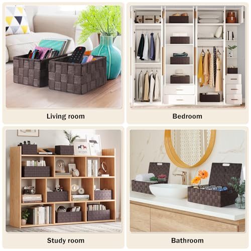Storage Baskets with Lids: 5 Pack Stackable Woven Storage Bins - Image 7