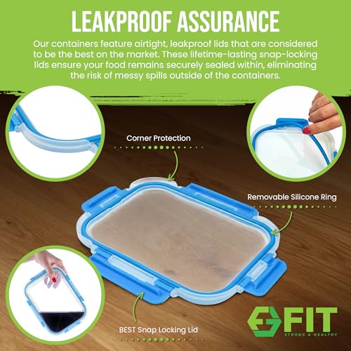 Glass Meal Prep Containers 2 and 3 Compartments, Leak-Proof - Image 5