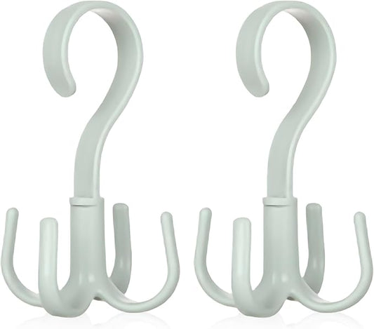 2PCS Rotating Handbag Hanger, Hoodie Hanger 360 Degree Rotating Closet Organizers with 4 Claws, Scarf Tie Rack Hooks for Belts 4 Colors, Multifunctional Closet Handbag Hook Scarf Hanging (Green)