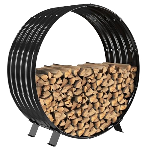 40" Round Metal Firewood Rack Circle with 4X Metal Support - Image 2