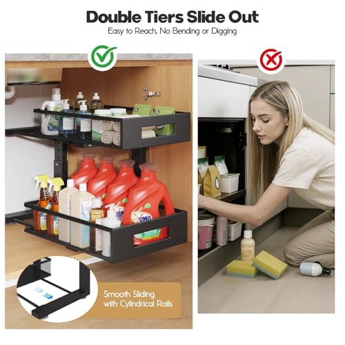 Under Sink Organizer, 2-Tier Dual Pull Out Cabinet | Home Organization - Image 8