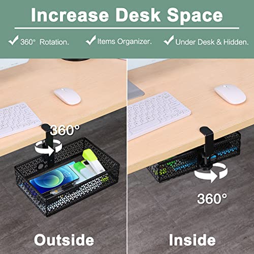 ROSYLINE Under Desk Storage Basket Hanging Drawer Tray - Image 4