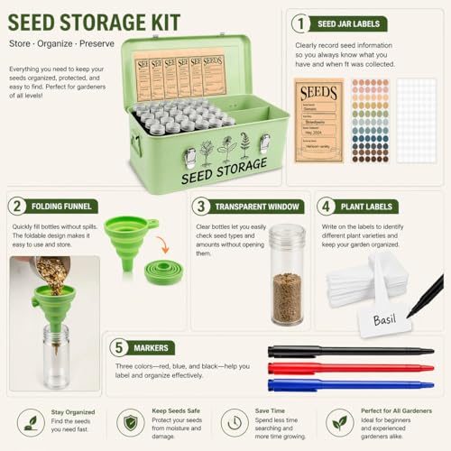 Seed Storage Box – Metal Seed Packet Organizer with Garden - Image 5