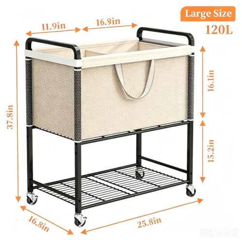 Laundry Hamper cart with wheels - Image 3