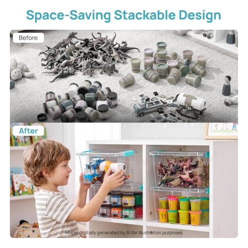 Vtopmart 4 Pack 5 Qt Clear Storage Bins with Lids for Toy & Craft - Image 6
