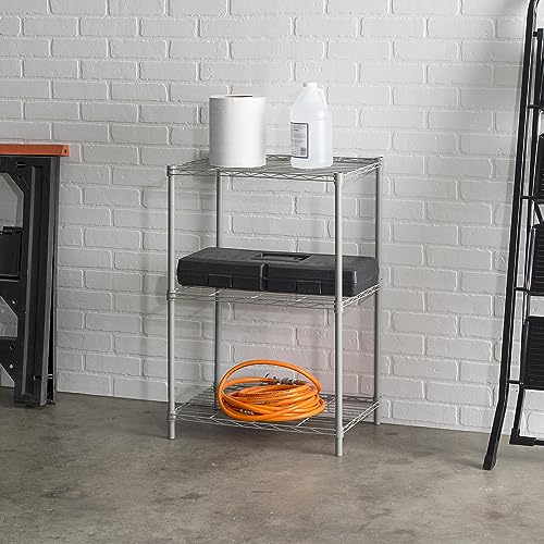Home Basics Wire Shelving Storage Unit (3 Tier, Grey) - Image 3