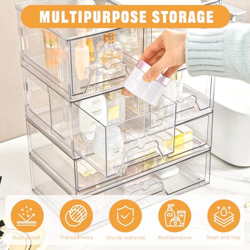 4 Pack Stackable Storage Drawers, Clear Acrylic Organizer - Image 5