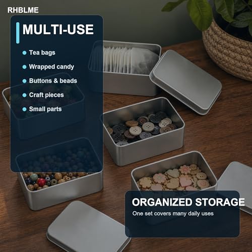 RHBLME 12 Pack Rectangular Tin Boxes with Lids, 4.9 x 3.6 x 1.8 - Image 8