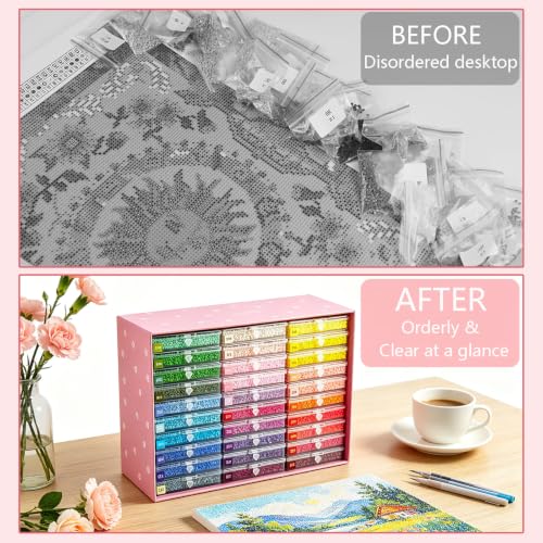 Diamond Painting Storage Kit with 30 Large Lidded Clear Trays - Image 5