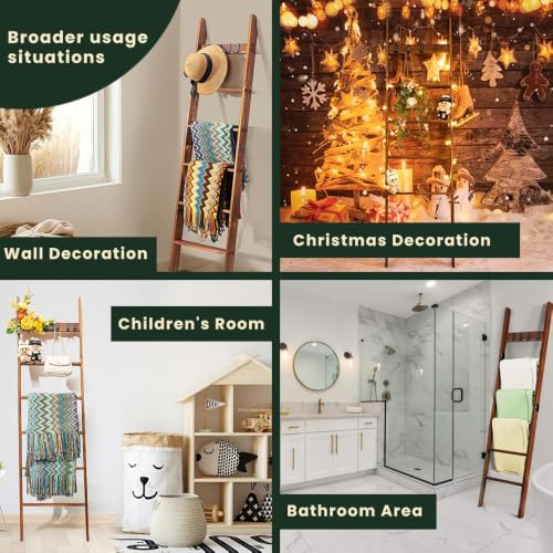 Wooden Blanket Ladder for Living Room 6-Tier, Decorative - Image 5
