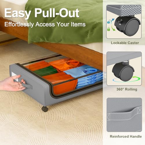 GoMaihe Under Bed Storage with Wheels 48L Grey 2-Pack - Image 3