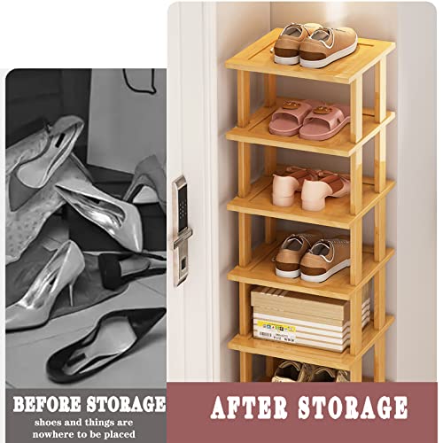 Vertical Shoe Rack,Tall Narrow Shoe Shelf Organizer Entryway Shoe - Image 6