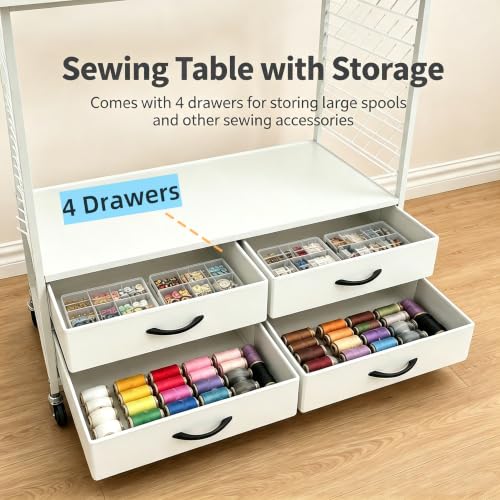 Sewing Table with Storage, 46.5'' Folding Sewing Table -70 Pegs - Image 7