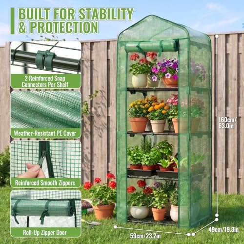 Mini Greenhouse Indoor Outdoor 4 Tier Portable Greenhouse - Image 3