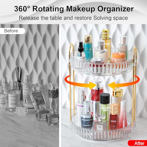 GTI 360°Rotating Makeup Organizer, 2 Tier Bathroom Counter - Image 6