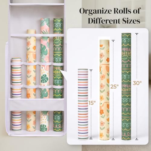 Ordovibe Wrapping Paper Storage Organizer, Over The Door - Image 6