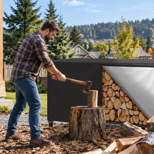 8FT Waterproof Firewood Rack Cover with Vent & Adhesive - Image 3