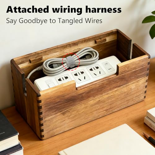 Acacia Wood Cable Management Box, Wooden Cord Hider | All Products - Image 7
