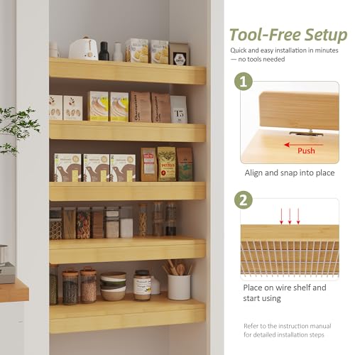 Bamboo Wire Shelf Covers, 30" W x 16" D, 4-Pack, Natural - Image 5