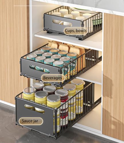 YunNasi Pull Out Cabinet Organizer, Black - Image 4