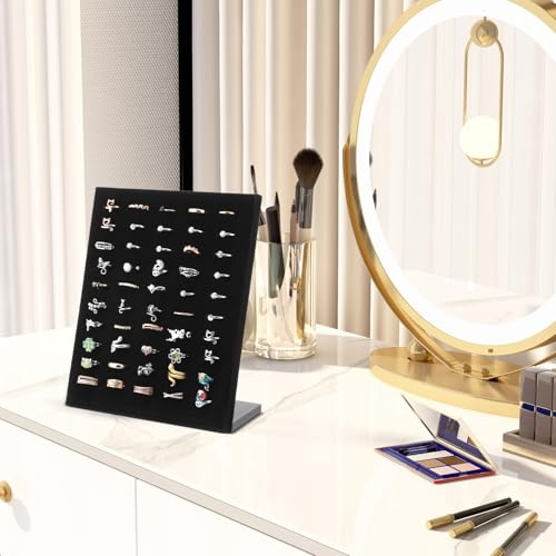4 Pcs Black Velvet Ring Display Stand, 50 Slots L-Shaped - Image 6