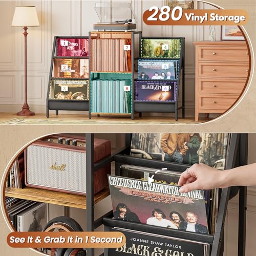 Record Player Stand with Vinyl Storage, Record Player - Image 6