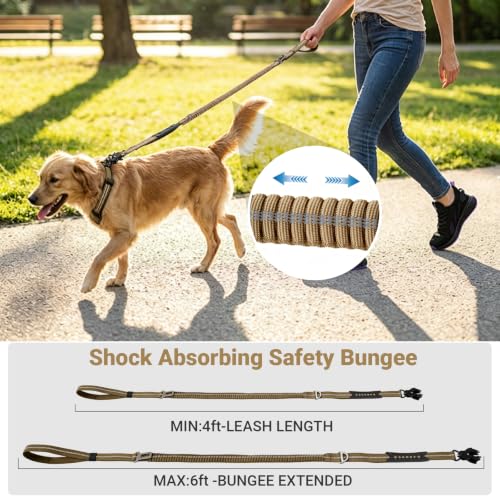 Tactical Bungee Dog Leash with 2 Padded Handles,Shock | Pet Essentials - Image 4