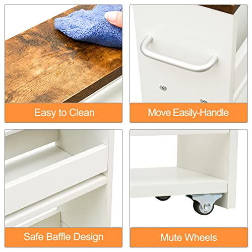 TEAMIX Slim Rolling Storage Cart, Wood 4-Tier Narrow - Image 5