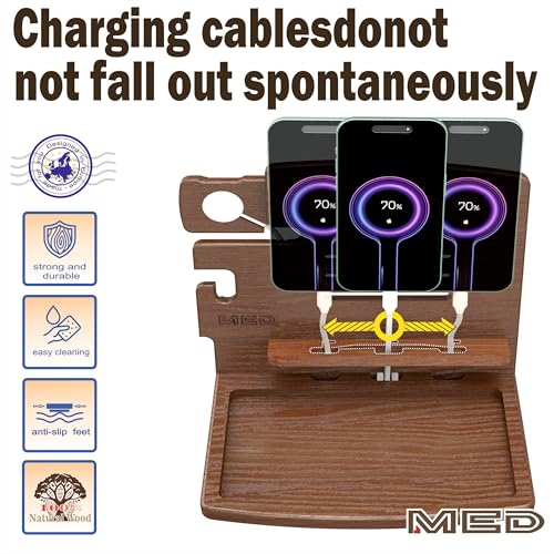 MED Wood Phone Docking Station Nightstand Desk Organizer - Image 7