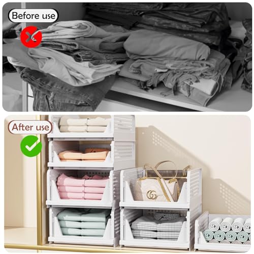 CTSNSLH 5 Pack Closet Organizers Stackable Storage Box - Image 5