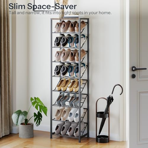 HOOBRO Narrow Shoe Rack for Small Spaces, Slanted Shoe Organizer - Image 5