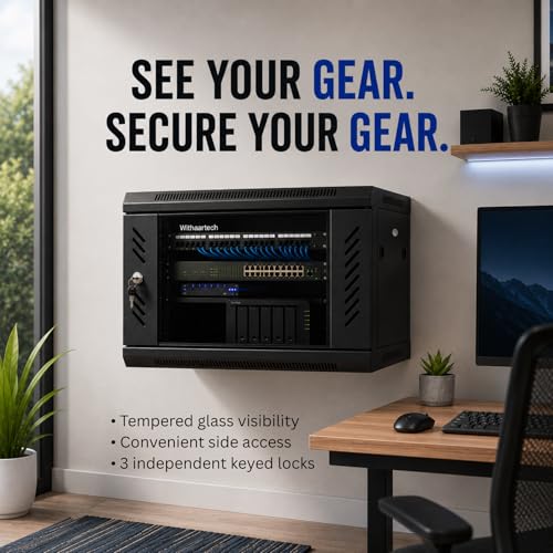 6U Wall Mount Server Rack Cabinet, Lockable Glass Door - Image 6