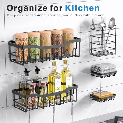 EUDELE Adhesive Shower Caddy, 5 Pack Rustproof Stainless Steel - Image 7