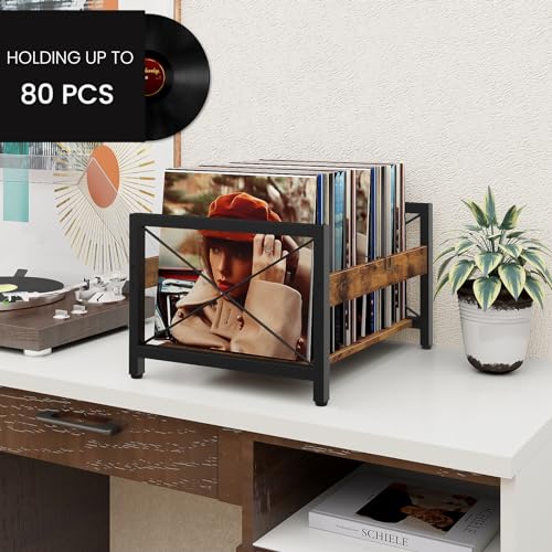 Vinyl Record Holder, Wooden Record Crate Fits 7” -12” Records - Image 5
