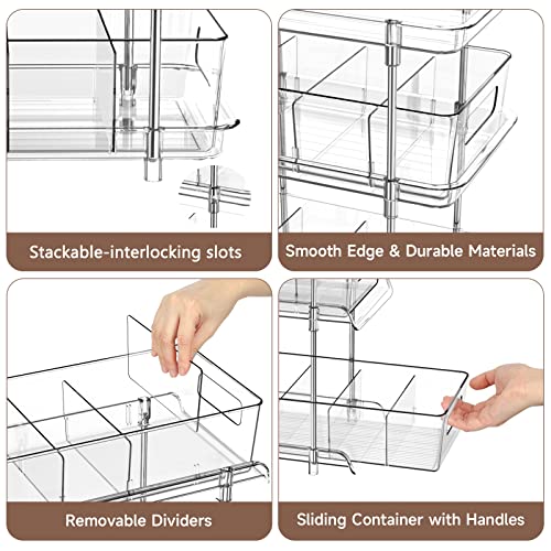 2Set 3 Tier Clear Bathroom Organizer with Dividers | Home Organization - Image 4