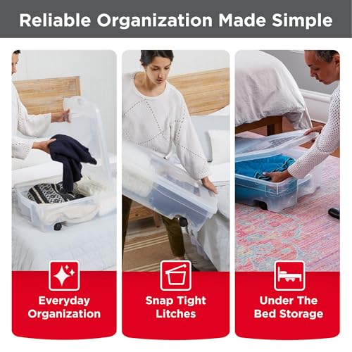 Rubbermaid 68 Quart Under the Bed Low Profile Storage Boxes - Image 4