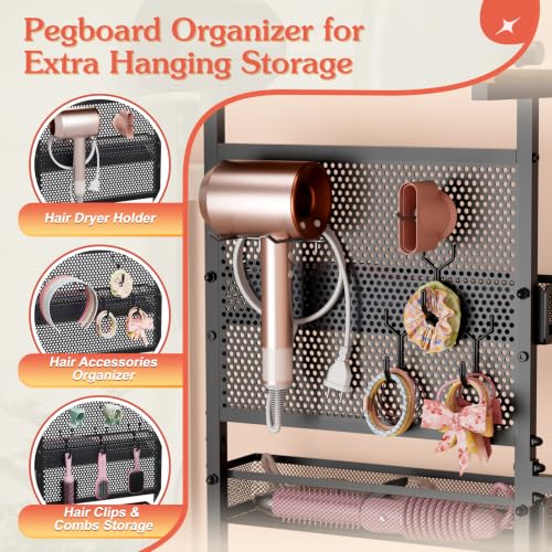 Hair Tool Organizer Cart, Slim Rolling Hair Dryer Holder - Image 4