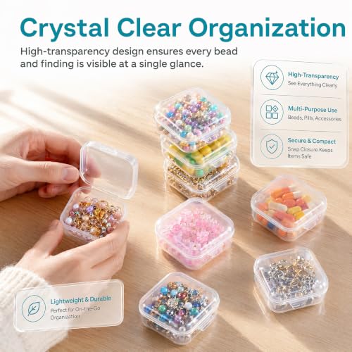 SmallCat 4Pcs Clear Plastic Box, Mini Square Storage Box with Lid - Image 5