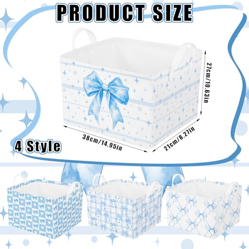 4pcs 4 Pcs Blue Bow Storage Basket for Gifts Collapsible - Image 4