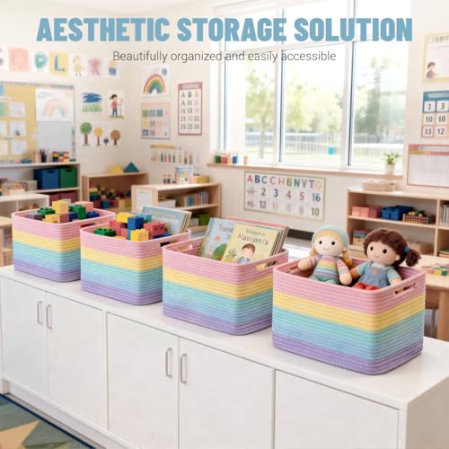 5 Pack Woven Storage Baskets, Decorative Storage Bins - Image 3