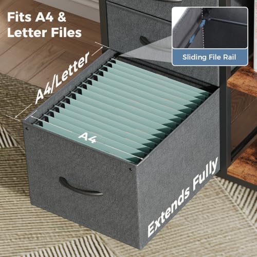 DUMOS 3 Drawer Mobile File Cabinet, Rolling Printer Stand - Image 6