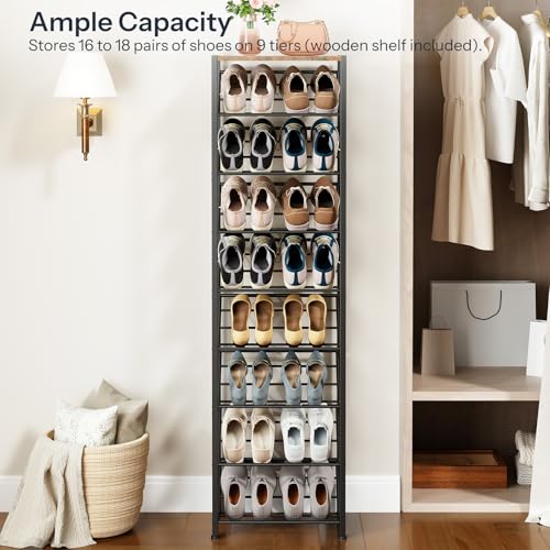 HOOBRO Narrow Shoe Rack for Small Spaces, Slanted Shoe Organizer - Image 6
