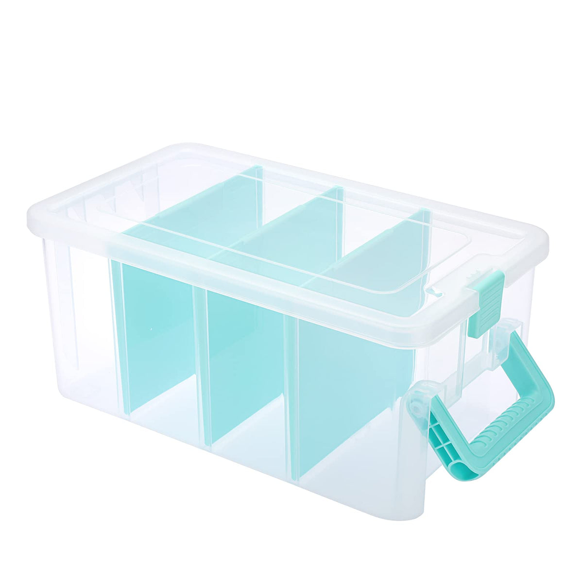 BTSKY Clear Plastic Dividing Storage Box with 4 | Home Organization - Image 1