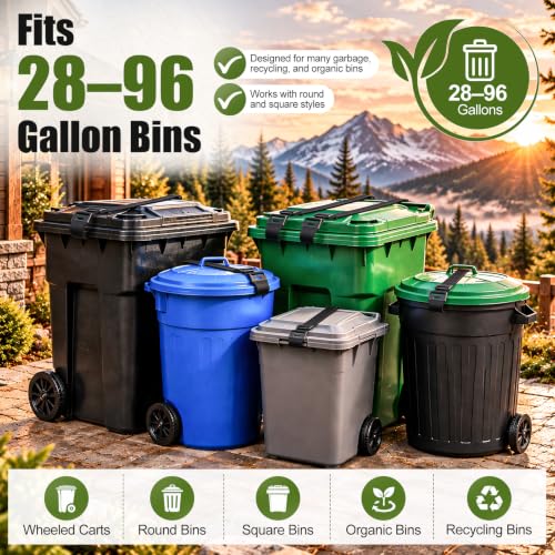 VZZNN 6 Pack Metal Trash Can Lid Locks, Adjustable Strap Garbage - Image 6