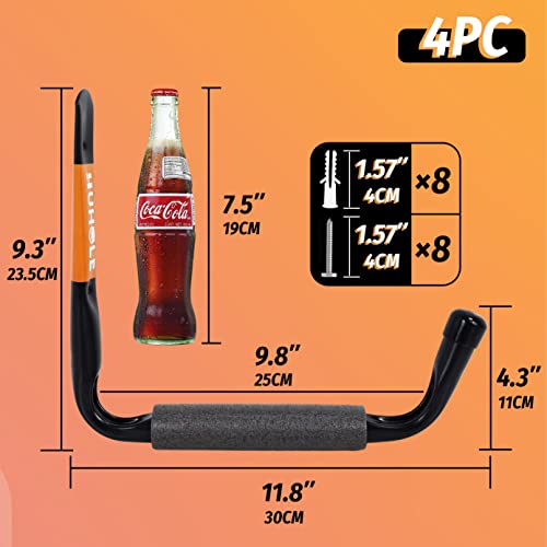 HUHOLE 4 Pack 9.8 Inch Jumbo Garage Storage Hooks - Image 3