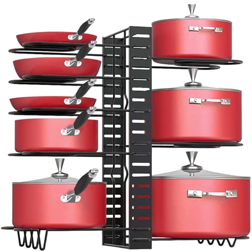 Podxco Pot and Pan Organizer for Under Cabinet, 8 Tiers - Image 2