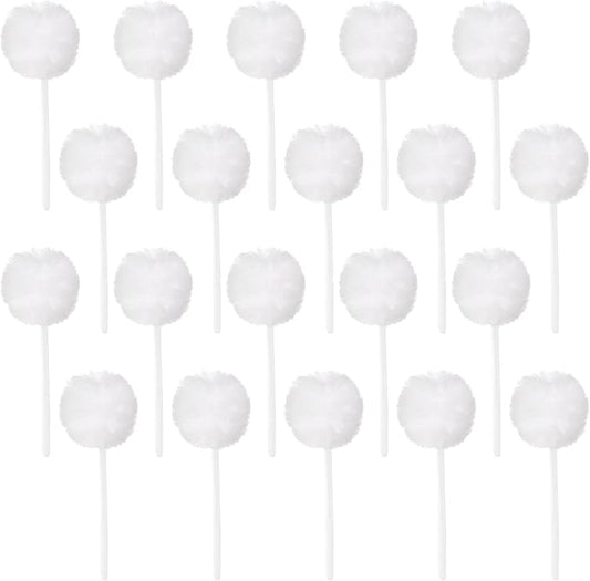 20 Pack Soft Toilet Brush, Disposable Toilet Bowl Brush with Long Plastic Handle, White Silk Cotton Toilet Bowl Mop for Bathroom Toilets, Sink, Bathtub, 11 x 4.3 Inch, Without Cup