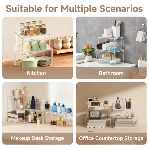 Clear Kitchen Cabinet Organizer, Set of 4 Stackable Spice Rack - Image 5