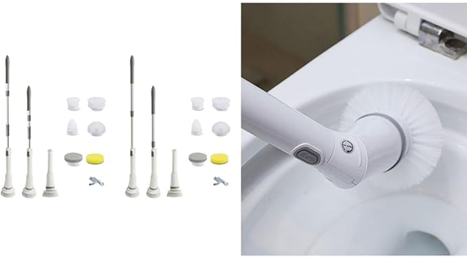 Rechargeable Brush with 6 Replaceable Brush Heads for Bathroom Electric Scrubber Cordless Power Scrubber